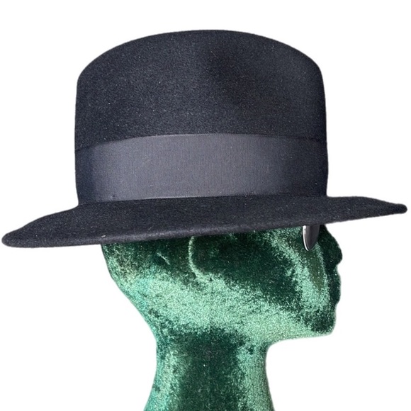 Vintage Black Beaver Hats Fedora Feather Hat - Picture 7 of 15